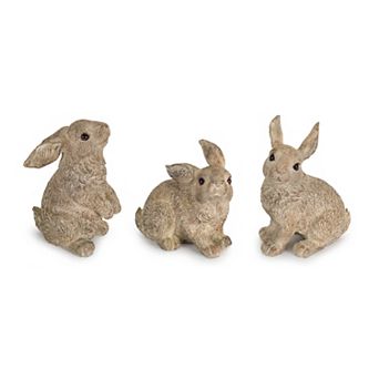 Melrose Stone Garden Rabbit Figurine - Set of 3