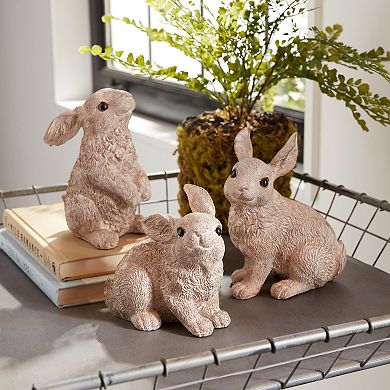 Melrose Stone Garden Rabbit Figurine - Set of 3