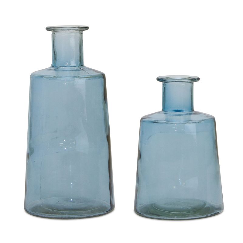 UPC 746427823791 product image for Melrose Blue Glass Tapered Bottle Vase - Set of 2 | upcitemdb.com