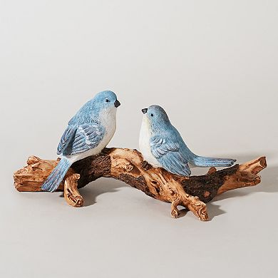 Melrose Natural Blue Birds on Branch Figurine 9.5"L