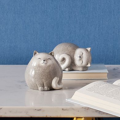 Melrose Happy Terra Cotta Cat Shelf Sitter - Set of 4