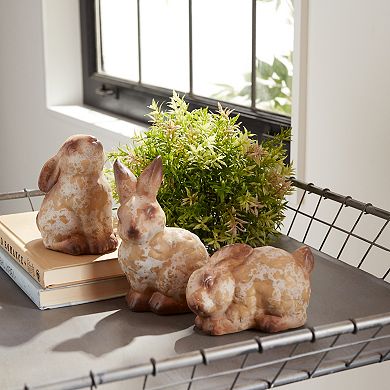 Melrose Weathered Terra Cotta Rabbit Garden Statue - Set of 6