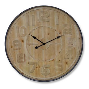 Melrose Natural Wooden Wall Clock with Metal Frame 31.5"D