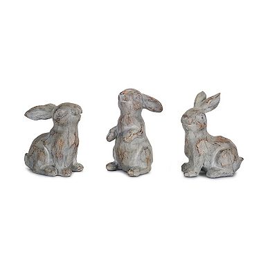 Melrose Washed Stone Garden Rabbit Figurine 6-Piece Set