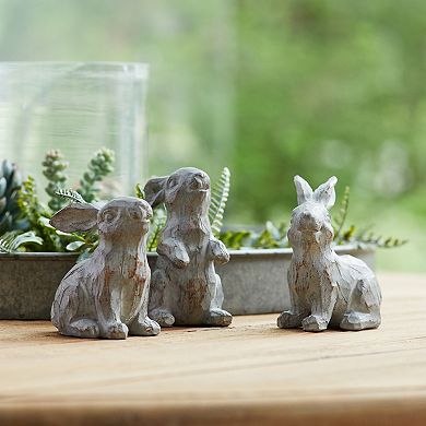 Melrose Washed Stone Garden Rabbit Figurine 6-Piece Set
