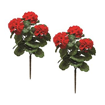 Melrose Red Geranium Floral Bush 2 pc Set