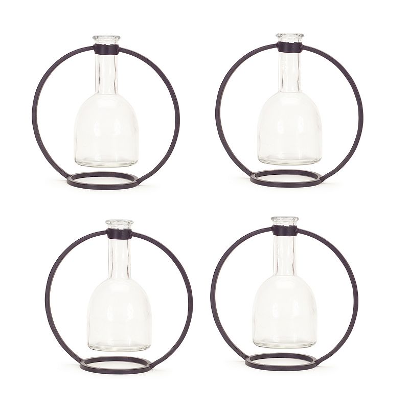 UPC 746427664028 product image for Melrose Modern Hanging Bottle Vase in Circle Stand 4-Piece Set, Grey | upcitemdb.com