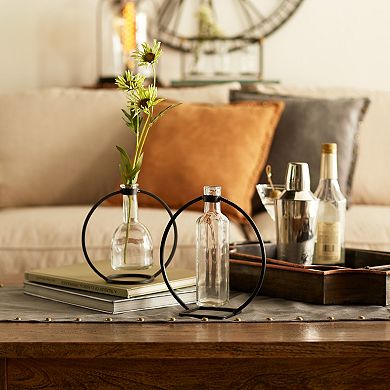 Melrose Modern Hanging 1.5-in. Bottle Vase in Circle Stand 4-Piece Set