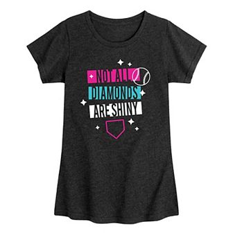 Girls 7-16 Not All Diamonds Are Shiny Softball Graphic Tee