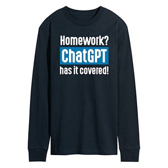 Men's Homework ChatGPT Long Sleeve Graphic Tee Graphic Tee