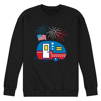 Men's Patriotic Themed Camper Graphic Fleece Pullover