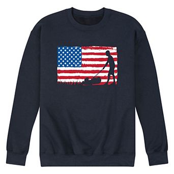 Men's Lawn Mower Flag Graphic Fleece Pullover