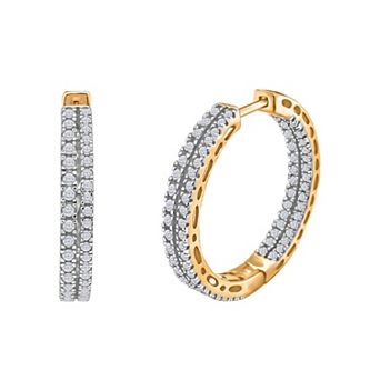 Diamaison 14k Gold 1 3/4 Carat T.W. Diamond Hoop Earrings