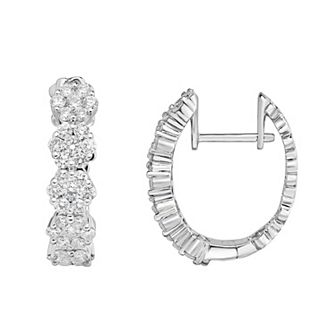 10k White Gold 1 1/6 Carat T.W. Diamond Hoop Earrings