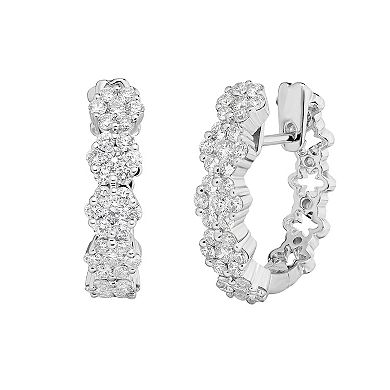Diamaison 10k White Gold 1 1/6 Carat T.W. Diamond Hoop Earrings