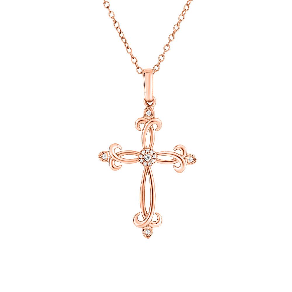 CHRISTINE | Diamond Cross Pendant in Rose Gold (0.15ct tw.) main image 0