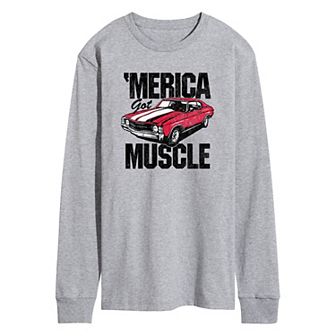 Men's 'Merica Got Muscle Car Long Sleeve Graphic Tee