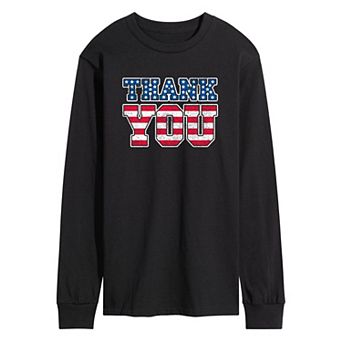 Men's Thank You American Flag Long Sleeve Graphic Tee