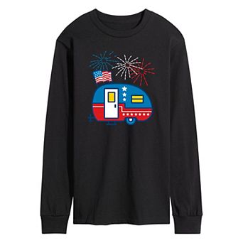 Men's Patriotic Themed Camper Long Sleeve Graphic Tee