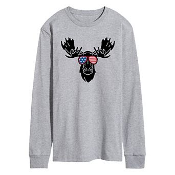 Men's Moose Americana Sunglasses Long Sleeve Graphic Tee