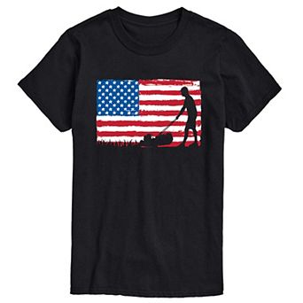 Men's Lawn Mower Flag Graphic Tee