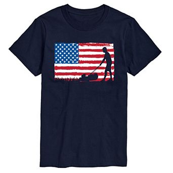 Men's Lawn Mower Flag Graphic Tee