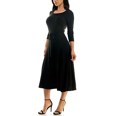 Women's Nina Leonard Sylvia Midi Dress With Belt Sash