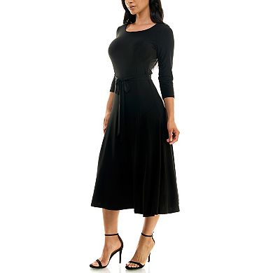 Women's Nina Leonard Sylvia Midi Dress With Belt