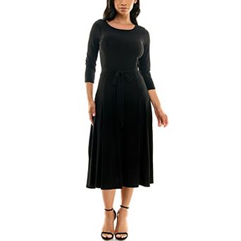 Women's Nina Leonard Sylvia Midi Dress With Belt Sash