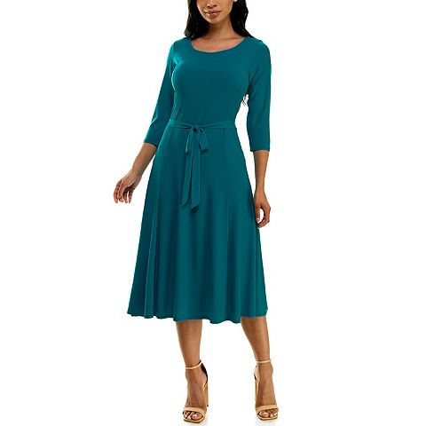 Женские платья Nina Leonard Women's Nina Leonard Sylvia Midi Dress With Belt Sash