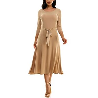 Women's Nina Leonard Sylvia Midi Dress With Belt Sash