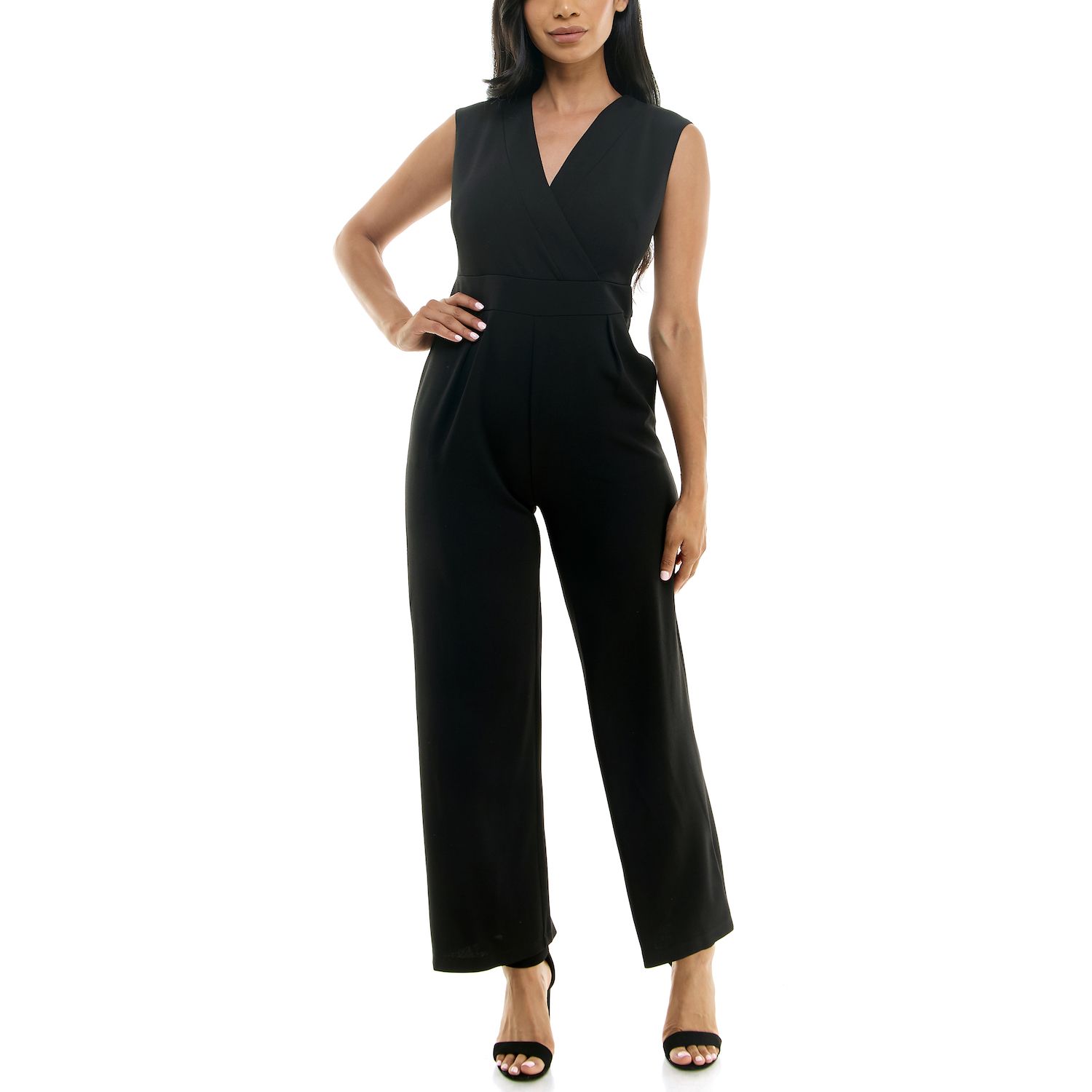 Женский комбинезон Nina Leonard Surplice Jumpsuit, цвет: Чёрный