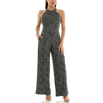 Women's Nina Leonard Printed Twist Neck Jumpsuit