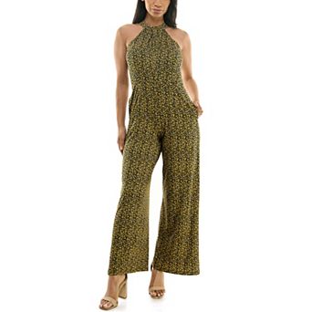Women's Nina Leonard Printed Twist Neck Jumpsuit