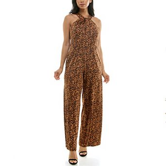 Women's Nina Leonard Printed Twist Neck Jumpsuit
