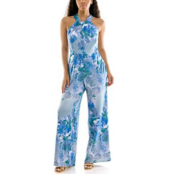 Women's Nina Leonard Printed Twist Neck Jumpsuit