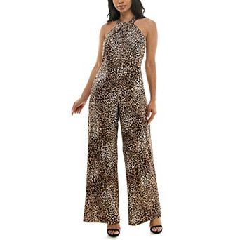 Women's Nina Leonard Printed Twist Neck Jumpsuit