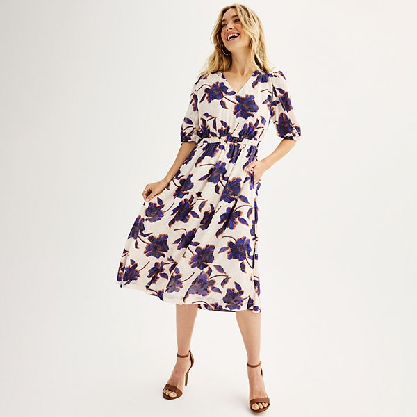 Women's DRAPER JAMES RSVP™ Elbow Sleeve Midi Dress