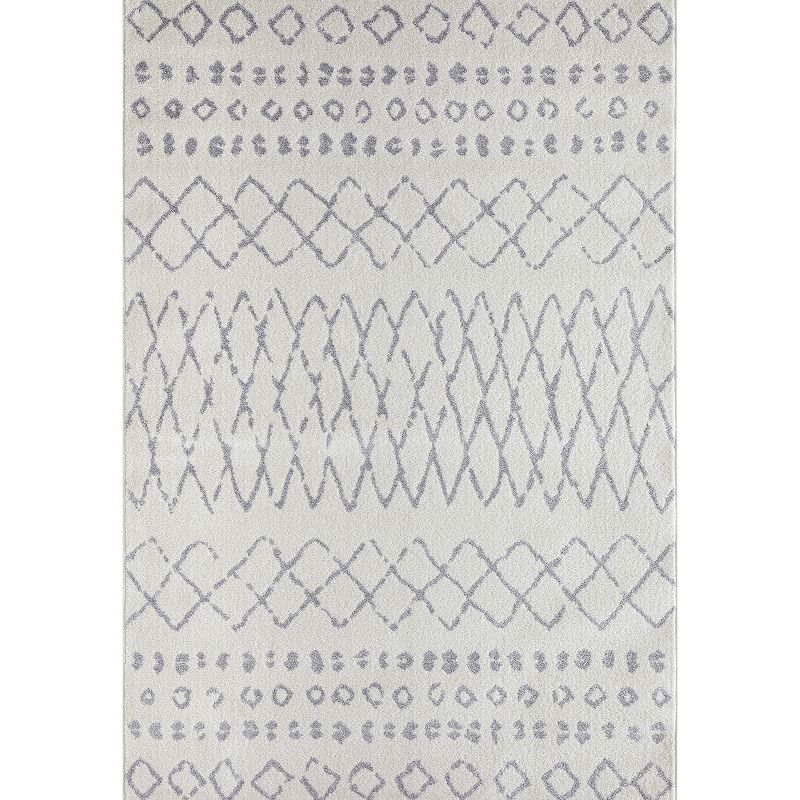 Loomaknoti Kissandrah Barz Area Rug, White, 5X7 Ft