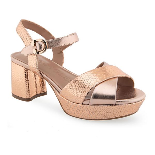 Aerosoles Cosmos Women's Leather Platform Sandals - Rose Gold Leather (12)