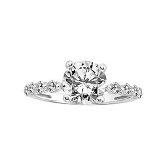 Love Always Sterling Silver Lab-Created White Sapphire Shared-Prong Engagement Ring