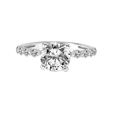 Love Always Sterling Silver Lab-Created White Sapphire Shared-Prong Engagement Ring