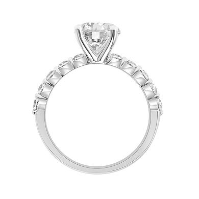 Love Always Sterling Silver Lab-Created White Sapphire Shared-Prong Engagement Ring