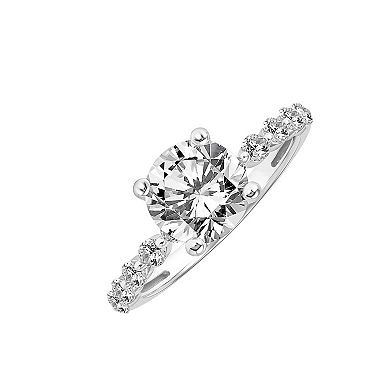 Love Always Sterling Silver Lab-Created White Sapphire Shared-Prong Engagement Ring