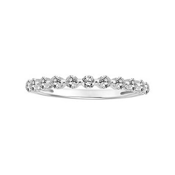 Love Always Sterling Silver Lab-Created White Sapphire Shared-Prong Wedding Anniversary Band