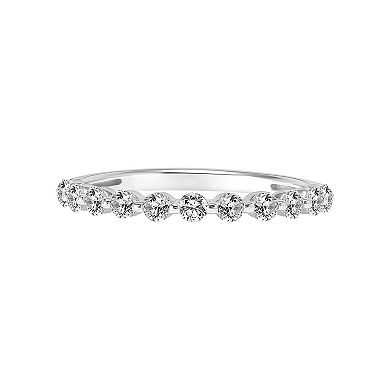 Love Always Sterling Silver Lab-Created White Sapphire Shared-Prong Wedding Anniversary Band