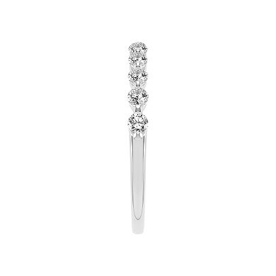 Love Always Sterling Silver Lab-Created White Sapphire Shared-Prong Wedding Anniversary Band