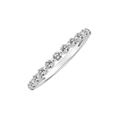 Love Always Sterling Silver Lab-Created White Sapphire Shared-Prong Wedding Anniversary Band
