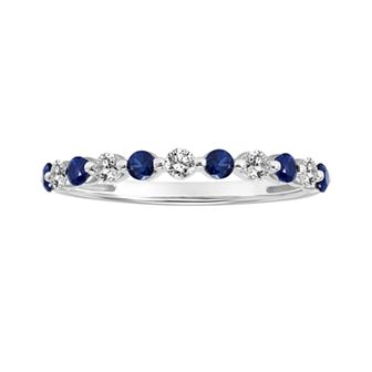 Love Always Sterling Silver Lab-Created Blue & White Sapphire Shared-Prong Anniversary Band