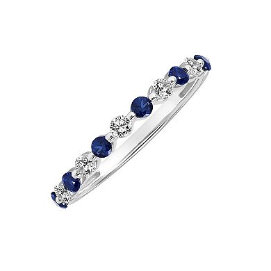 Love Always Sterling Silver Lab-Created Blue & White Sapphire Shared-Prong Anniversary Band